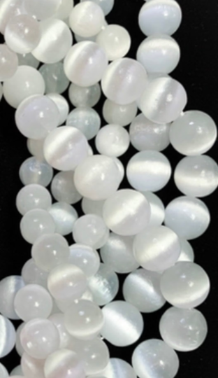 AAA Natural Selenite Gemstone Bead 4mm 6mm 8mm 10mm  Round Bead, Gorgeous Natural White Color Selenite Gemstone Bead