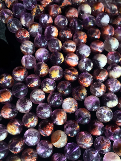 AAA Natural Super 7 Gemstone Beads 4mm 6mm 8mm 10mm 12mm Round Beads, Beautiful Natural Purple Color, High Quality Gemstone Beads Full Strand 15.5"