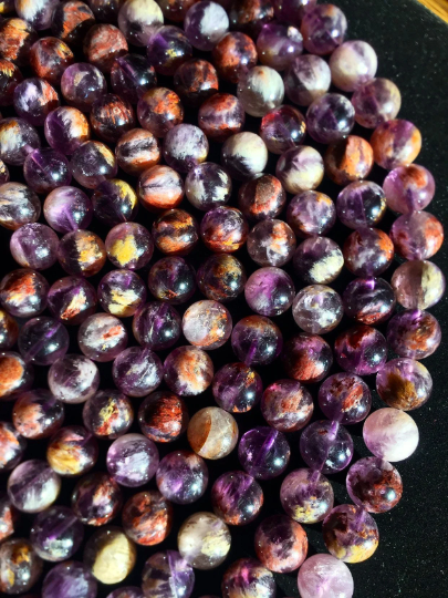 AAA Natural Super 7 Gemstone Beads 4mm 6mm 8mm 10mm 12mm Round Beads, Beautiful Natural Purple Color, High Quality Gemstone Beads Full Strand 15.5"