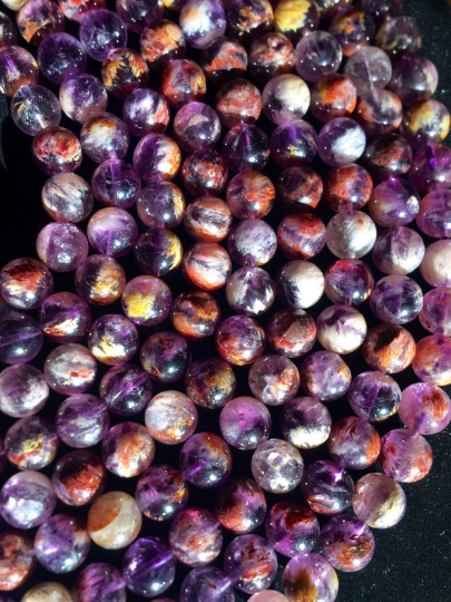 AAA Natural Super 7 Gemstone Beads 4mm 6mm 8mm 10mm 12mm Round Beads, Beautiful Natural Purple Color, High Quality Gemstone Beads Full Strand 15.5"