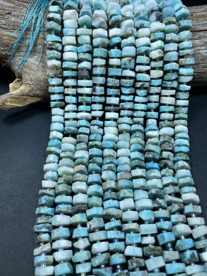 100% Natural Raw Larimar Gemstone Bead Faceted 12mm Pinwheel Shape, Beautiful Blue Natural Color Larimar Gemstone Bead