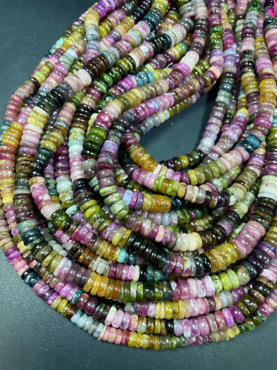 AAA Natural Tourmaline Gemstone Bead 5-6mm Rondelle Shape Bead, Gorgeous Natural Watermelon Tourmaline Gemstone Bead