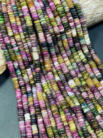 AAA Natural Tourmaline Gemstone Bead 5-6mm Rondelle Shape Bead, Gorgeous Natural Watermelon Tourmaline Gemstone Bead