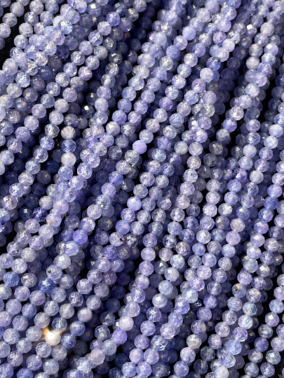 AA Natural Tanzanite Gemstone Bead Faceted 2mm 3mm 4mm 5mm Round Bead, Gorgeous Natural Blue Purple Tanzanite Gemstone Bead, Full Strand 15.5"