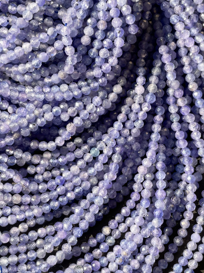 AA Natural Tanzanite Gemstone Bead Faceted 2mm 3mm 4mm 5mm Round Bead, Gorgeous Natural Blue Purple Tanzanite Gemstone Bead, Full Strand 15.5"