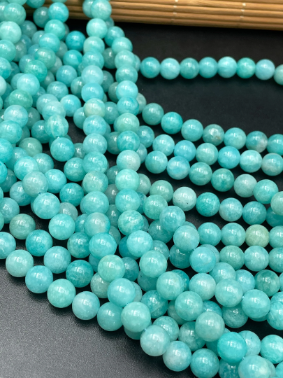 AAA Natural Amazonite Gemstone Bead 6mm 8mm 10mm Round Bead, Gorgeous Natural Blue Green Color Amazonite Gemstone Bead, Full Strand 15.5"