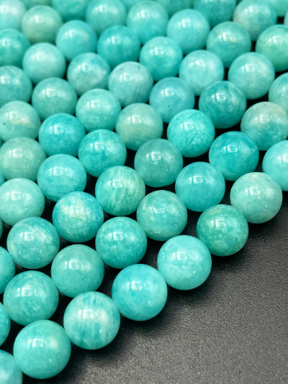 AAA Natural Amazonite Gemstone Bead 6mm 8mm 10mm Round Bead, Gorgeous Natural Blue Green Color Amazonite Gemstone Bead, Full Strand 15.5"