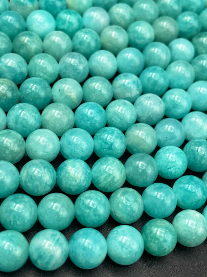 AAA Natural Amazonite Gemstone Bead 6mm 8mm 10mm Round Bead, Gorgeous Natural Blue Green Color Amazonite Gemstone Bead, Full Strand 15.5"