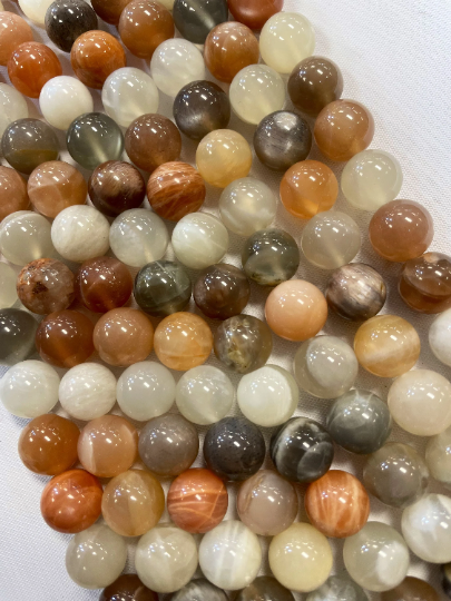 AAA Beautiful Natural Moonstone Gemstone Bead 6mm 8mm 10mm 12mm Round Beads, Gorgeous Natural Multicolor Multi Moonstone Gemstone Beads