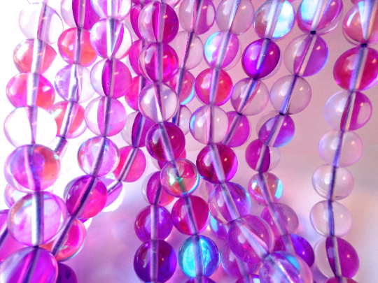 Mermaid Glass Beads 6mm 8mm 10mm Round Beads, Beautiful Rainbow Purple Beads, Great Quality Beads, Full Strand 15.5"