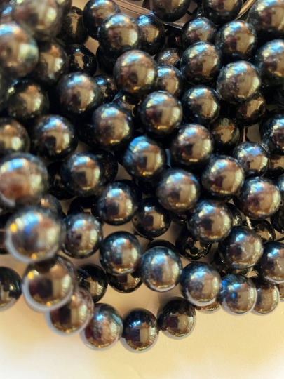 AAA Natural Hypersthene Gemstone Beads 8mm 10mm 12mm Smooth Round Shape, Gorgeous Black with Golden Brown Flashy Hypersthene Gemstone Bead