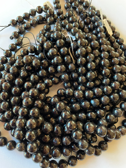 AAA Natural Hypersthene Gemstone Beads 8mm 10mm 12mm Smooth Round Shape, Gorgeous Black with Golden Brown Flashy Hypersthene Gemstone Bead