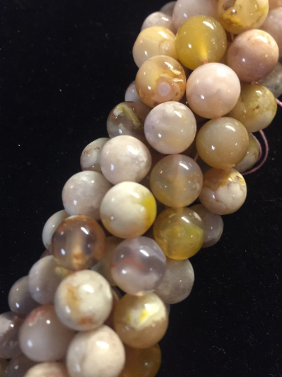 Natural Blossom Flower Agate Bead 6mm 8mm 10mm 12mm Round Beads, Beautiful Beige Color Blossom Flower Agate Beads