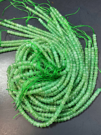 AAA Green Aventurine Jade Gemstone Bead 6x10mm Bamboo Shape Bead, Gorgeous Natural Green Color Aventurine Jade Gemstone Bead