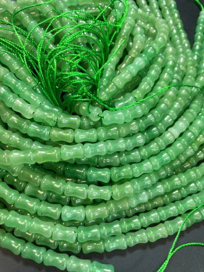 AAA Green Aventurine Jade Gemstone Bead 6x10mm Bamboo Shape Bead, Gorgeous Natural Green Color Aventurine Jade Gemstone Bead