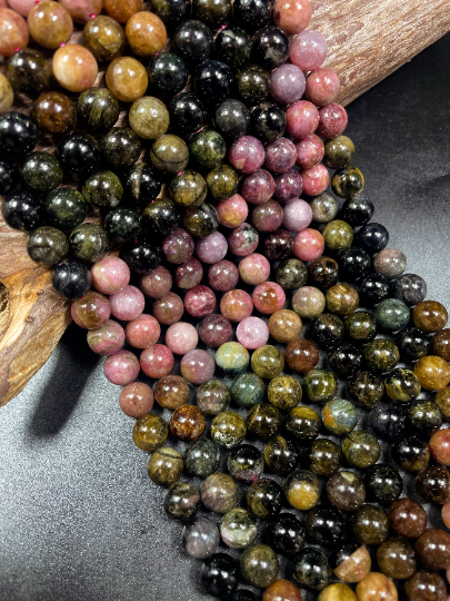 AAA Natural Multicolor Tourmaline Gemstone Bead 4mm 6mm 8mm 10mm Round Beads, Gorgeous Multicolor Tourmaline Gemstone Beads, High Quality Full Strand 15.5"