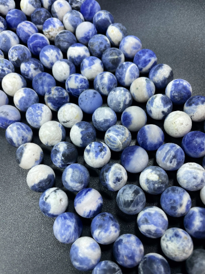 AAA Natural Sodalite Gemstone Bead 4mm 6mm 8mm 10mm 12mm Round Bead, Beautiful Matte Finish Blue White Color Sodalite Gemstone Beads