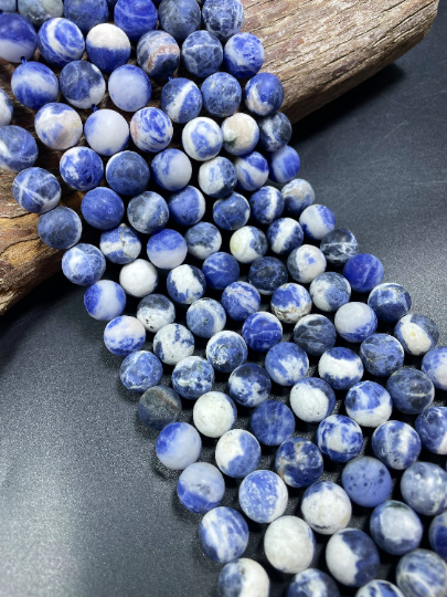 AAA Natural Sodalite Gemstone Bead 4mm 6mm 8mm 10mm 12mm Round Bead, Beautiful Matte Finish Blue White Color Sodalite Gemstone Beads