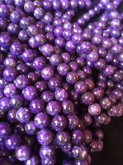 Natural Charoite Gemstone Bead 6mm 8mm 10mm 12mm Round Beads, Gorgeous Purple Color Charoite Gemstone Bead Full Strand 15.5"