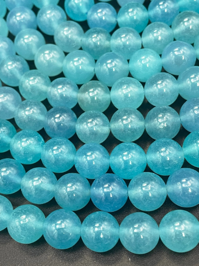 Natural Aquamarine Quartz Gemstone Bead 6mm 8mm 10mm Round Beads, Beautiful Sea Blue Color Aquamarine Quartz Gemstone Bead