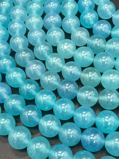 Natural Aquamarine Quartz Gemstone Bead 6mm 8mm 10mm Round Beads, Beautiful Sea Blue Color Aquamarine Quartz Gemstone Bead
