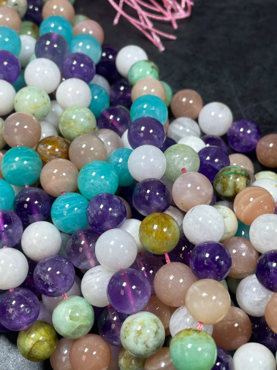 AAA Mixed Gemstone Beads 6mm 8mm 10mm 12mm Round Beads, Gorgeous Multicolor Mixed Gemstone Beads