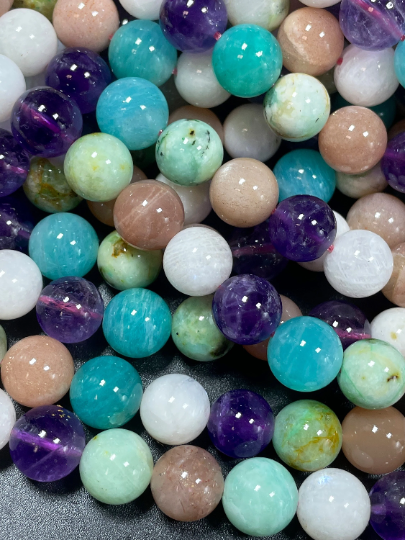 AAA Mixed Gemstone Beads 6mm 8mm 10mm 12mm Round Beads, Gorgeous Multicolor Mixed Gemstone Beads