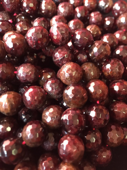 AAA Natural Red Garnet Gemstone Bead Faceted 4mm 6mm 8mm 10mm 12mm Round Bead, Gorgeous Dark Red Color Garnet Gemstone Beads