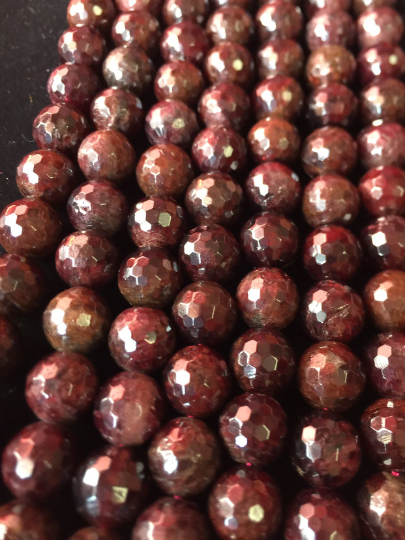 AAA Natural Red Garnet Gemstone Bead Faceted 4mm 6mm 8mm 10mm 12mm Round Bead, Gorgeous Dark Red Color Garnet Gemstone Beads