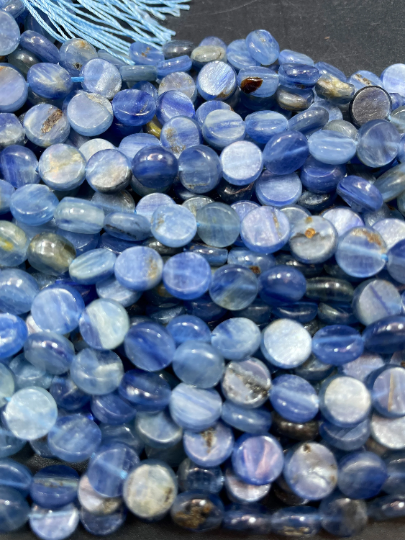 Natura Kyanite Gemstone Bead 8mm Coin Shape Bead, Beautiful Natural Blue Color Kyanite Gemstone Bead