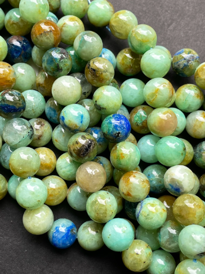 AAA Natural Chrysocolla Gemstone Bead 6mm 8mm 10mm Round Bead, Beautiful Green Blue Color Chrysocolla Gemstone Bead