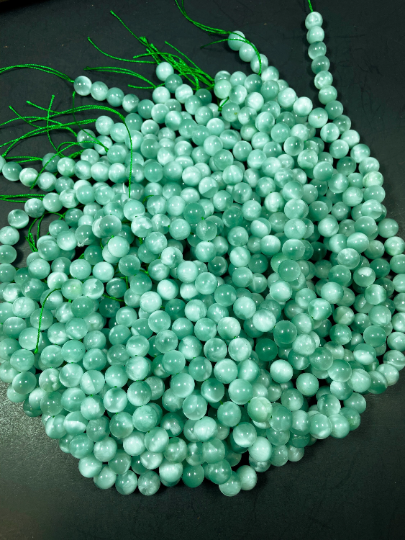 AAA Natural Green Moonstone Gemstone Bead 6mm 8mm 10mm Round Beads, Gorgeous Green Color Moonstone Gemstone Bead