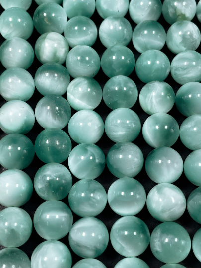 AAA Natural Green Moonstone Gemstone Bead 6mm 8mm 10mm Round Beads, Gorgeous Green Color Moonstone Gemstone Bead