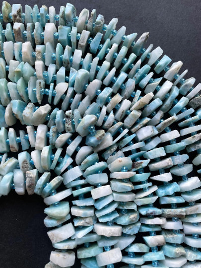 Natural Larimar Gemstone Bead Pinwheel Shape, Gorgeous Natural Blue Color Larimar Gemstone Beads