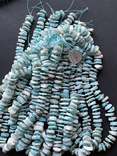 Natural Larimar Gemstone Bead Pinwheel Shape, Gorgeous Natural Blue Color Larimar Gemstone Beads