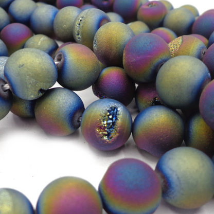 NATURAL Gemstone Druzy Agate Beads, Galaxy Smooth Round, Matte Finish 6mm 8mm 10mm 12mm Druzy Agate Bead