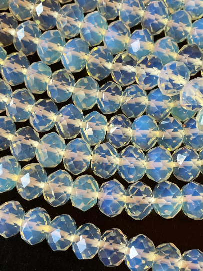 Beautiful Opalite Gemstone Bead Faceted 7x5mm 9x6mm Rondelle Shape, Gorgeous Clear Opalite Gemstone Bead