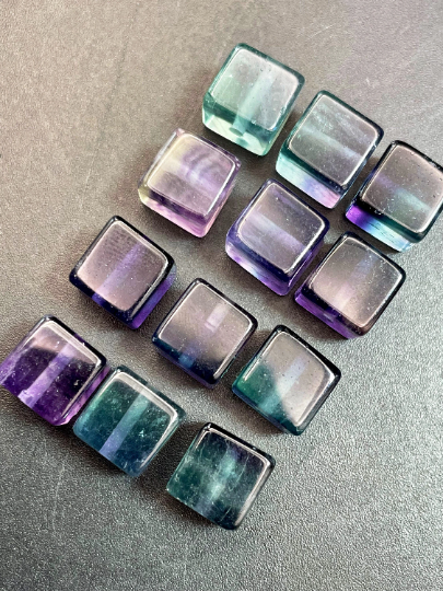 AAA Natural Fluorite Gemstone Bead 8mm Cube Shape, Gorgeous Natural Green Purple Fluorite LOOSE BEADS
