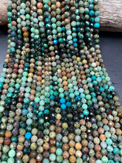 Natural Multicolor Turquoise Gemstone Bead Faceted 6mm Round Bead, Gorgeous Brown Beige Blue Color Turquoise Gemstone Beads 15.5"