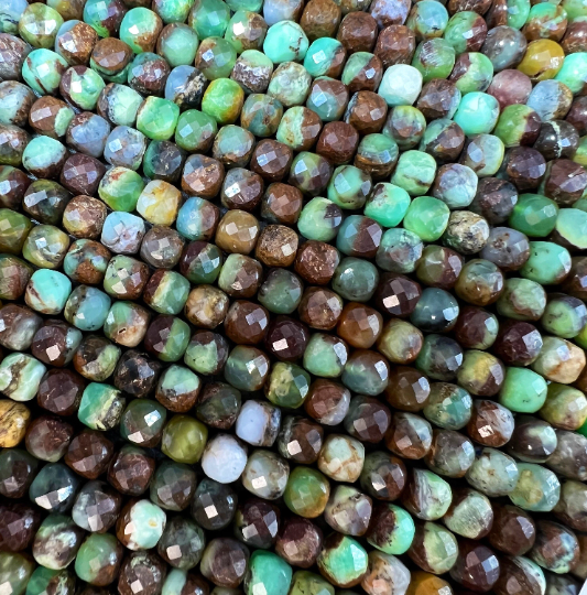 AAA Natural Chrysoprase Gemstone Bead Faceted 8mm Cube Shape, Beautiful Natural Green Brown Chrysoprase Gemstone Bead