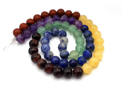 Natural Chakra Gemstone Bead 4mm 6mm 8mm 10mm 12mm Round Bead, 7 Chakra Stone Bead, Beautiful Multicolor Rainbow Multi Gemstone Chakra Beads