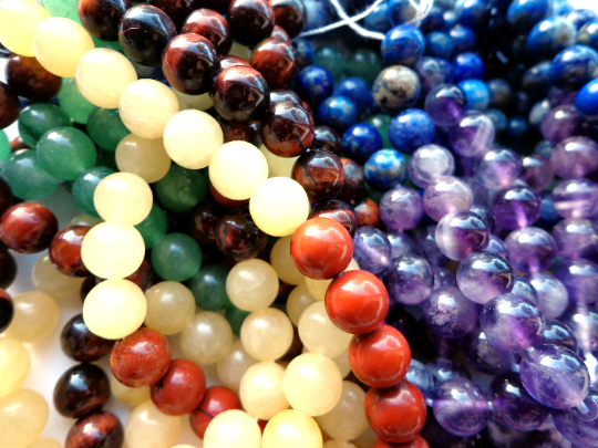 Natural Chakra Gemstone Bead 4mm 6mm 8mm 10mm 12mm Round Bead, 7 Chakra Stone Bead, Beautiful Multicolor Rainbow Multi Gemstone Chakra Beads