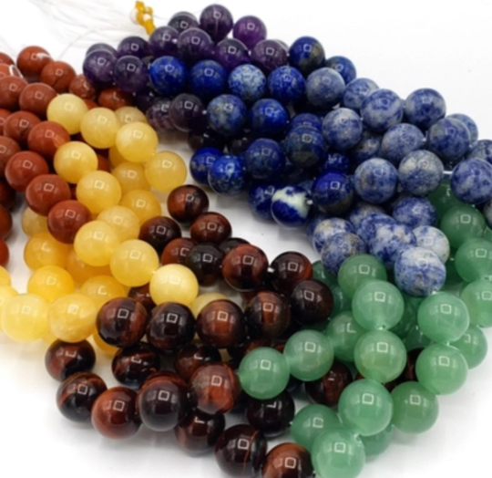 Natural Chakra Gemstone Bead 4mm 6mm 8mm 10mm 12mm Round Bead, 7 Chakra Stone Bead, Beautiful Multicolor Rainbow Multi Gemstone Chakra Beads