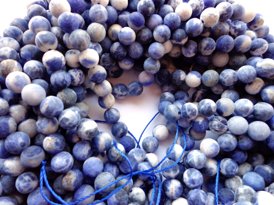 NATURAL Matte Sodalite Gemstone Beads 6mm 8mm 10mm 12mm Beads, Round Shape, Gorgeous Blue Color, Great Quality Beads, Full length 15.5 inches
