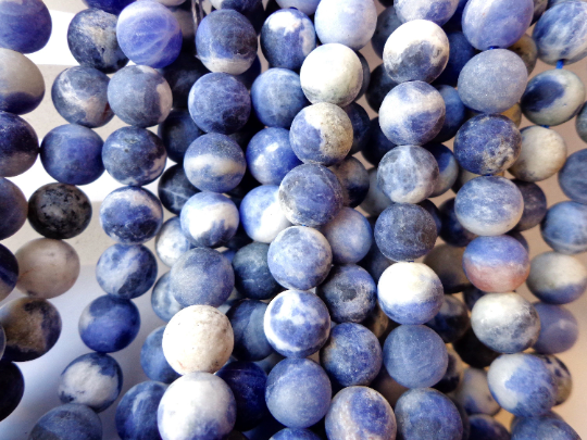 NATURAL Matte Sodalite Gemstone Beads 6mm 8mm 10mm 12mm Beads, Round Shape, Gorgeous Blue Color, Great Quality Beads, Full length 15.5 inches