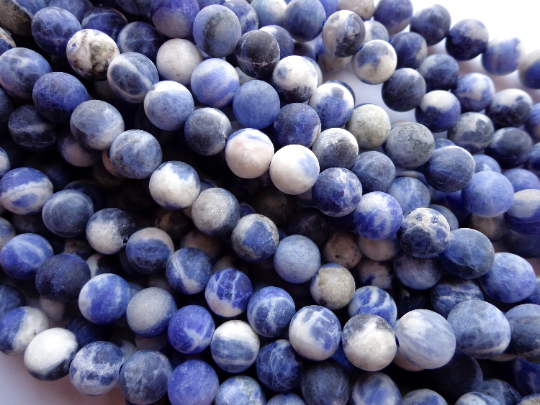 NATURAL Matte Sodalite Gemstone Beads 6mm 8mm 10mm 12mm Beads, Round Shape, Gorgeous Blue Color, Great Quality Beads, Full length 15.5 inches