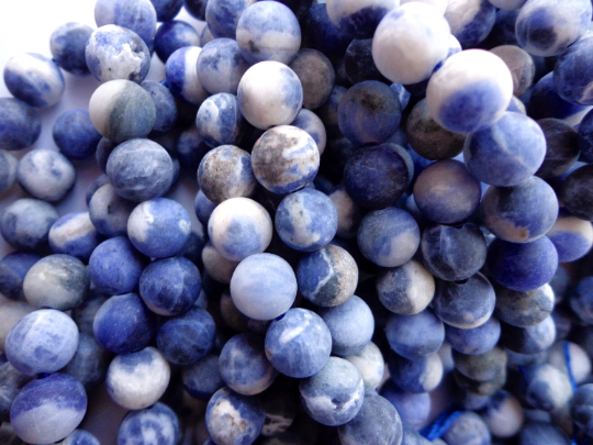 NATURAL Matte Sodalite Gemstone Beads 6mm 8mm 10mm 12mm Beads, Round Shape, Gorgeous Blue Color, Great Quality Beads, Full length 15.5 inches