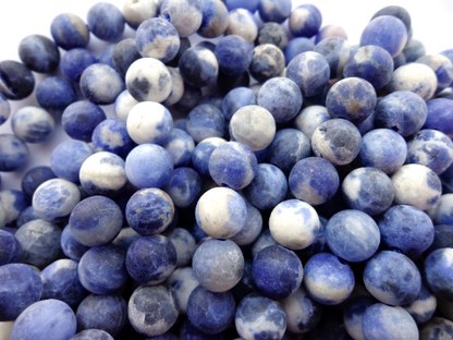 NATURAL Matte Sodalite Gemstone Beads 6mm 8mm 10mm 12mm Beads, Round Shape, Gorgeous Blue Color, Great Quality Beads, Full length 15.5 inches