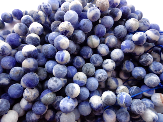 NATURAL Matte Sodalite Gemstone Beads 6mm 8mm 10mm 12mm Beads, Round Shape, Gorgeous Blue Color, Great Quality Beads, Full length 15.5 inches