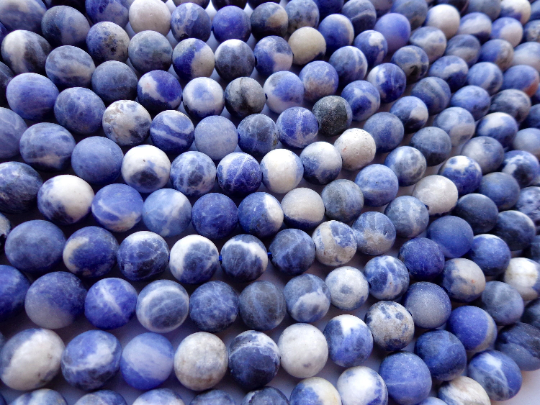 NATURAL Matte Sodalite Gemstone Beads 6mm 8mm 10mm 12mm Beads, Round Shape, Gorgeous Blue Color, Great Quality Beads, Full length 15.5 inches
